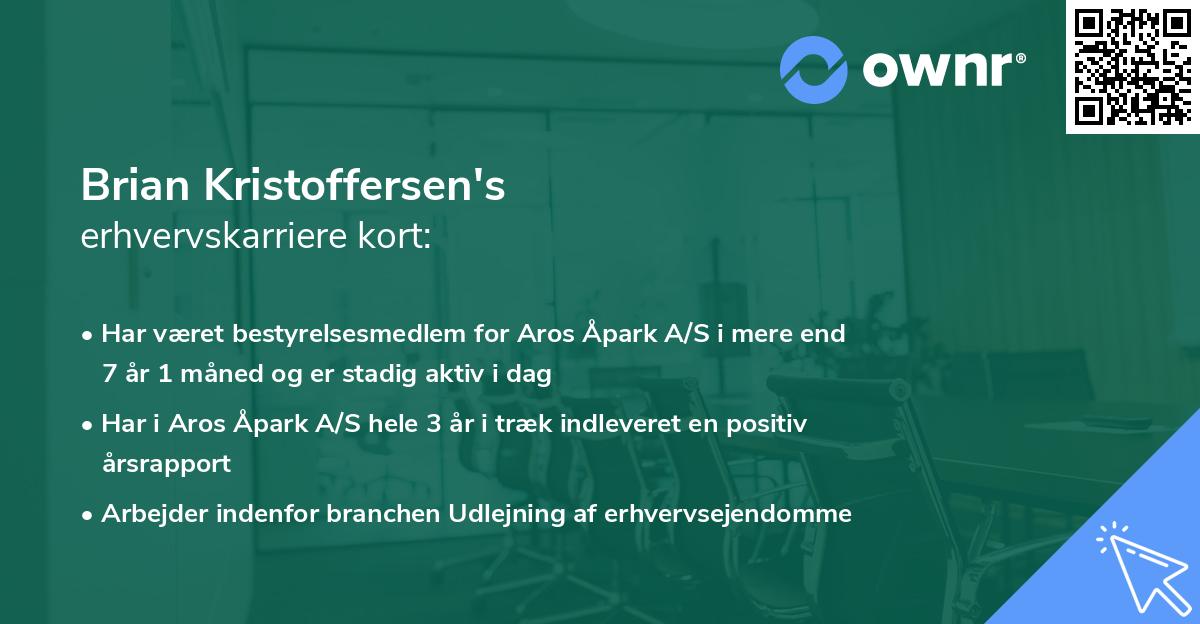 Brian Kristoffersen's erhvervskarriere kort
