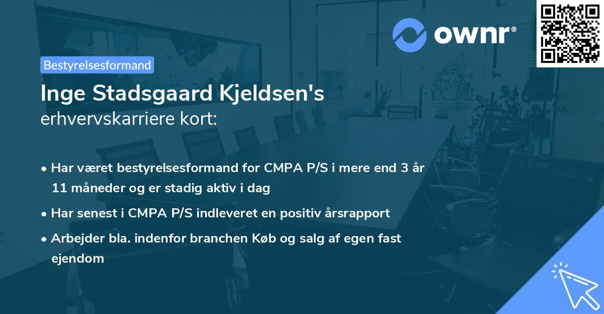 Inge Stadsgaard Kjeldsen's erhvervskarriere kort