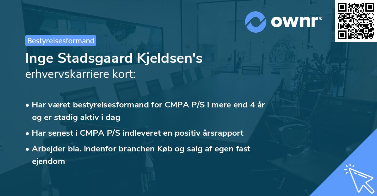 Inge Stadsgaard Kjeldsen's erhvervskarriere kort