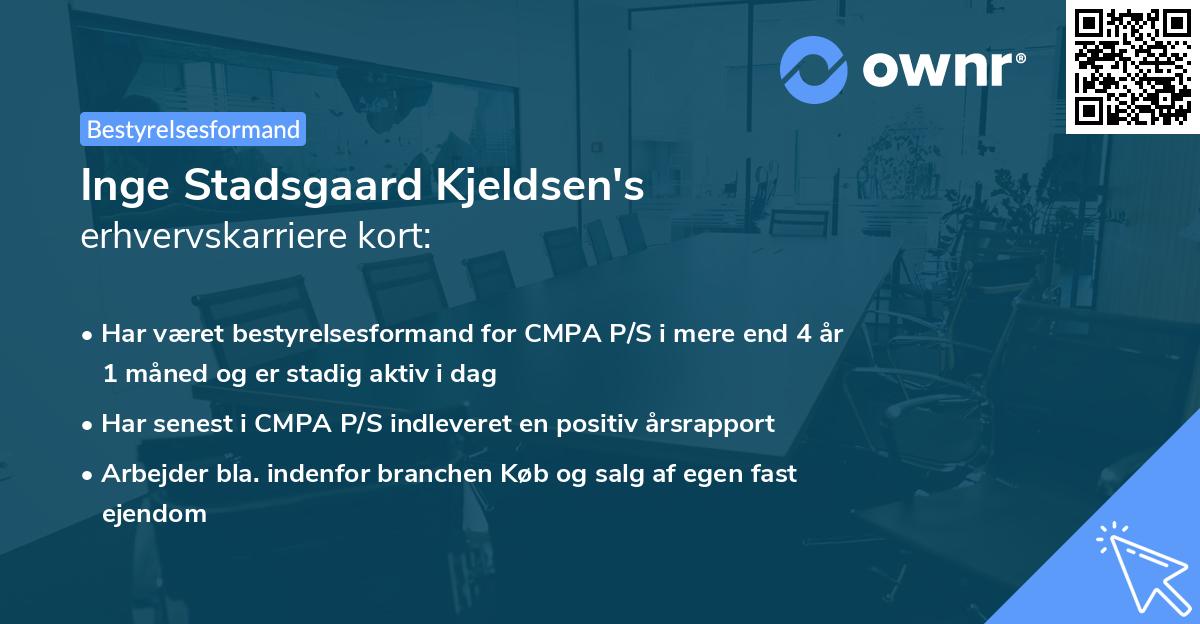 Inge Stadsgaard Kjeldsen's erhvervskarriere kort