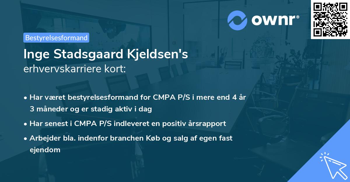 Inge Stadsgaard Kjeldsen's erhvervskarriere kort