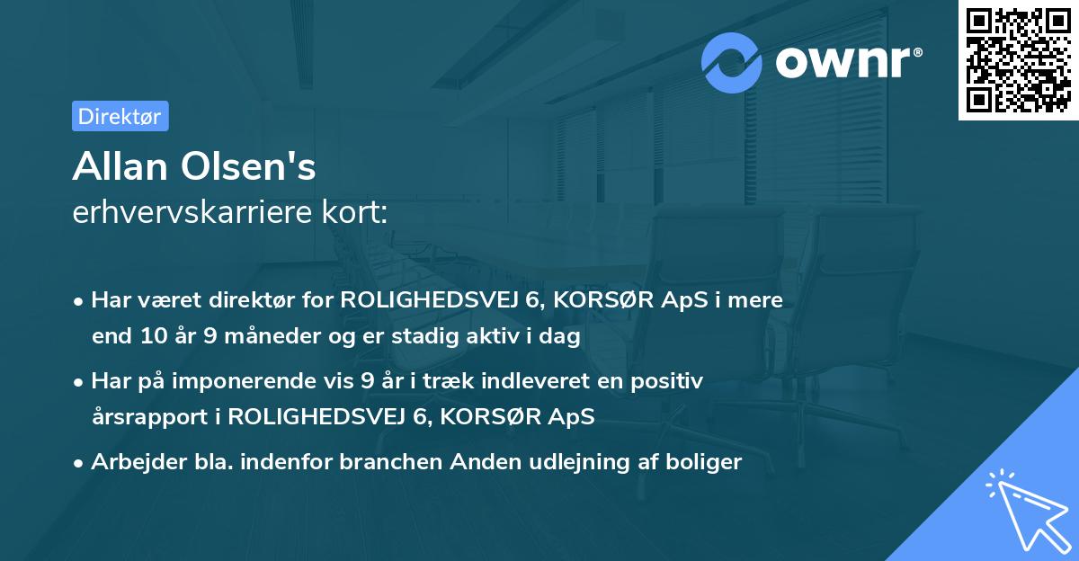 Allan Olsen's erhvervskarriere kort