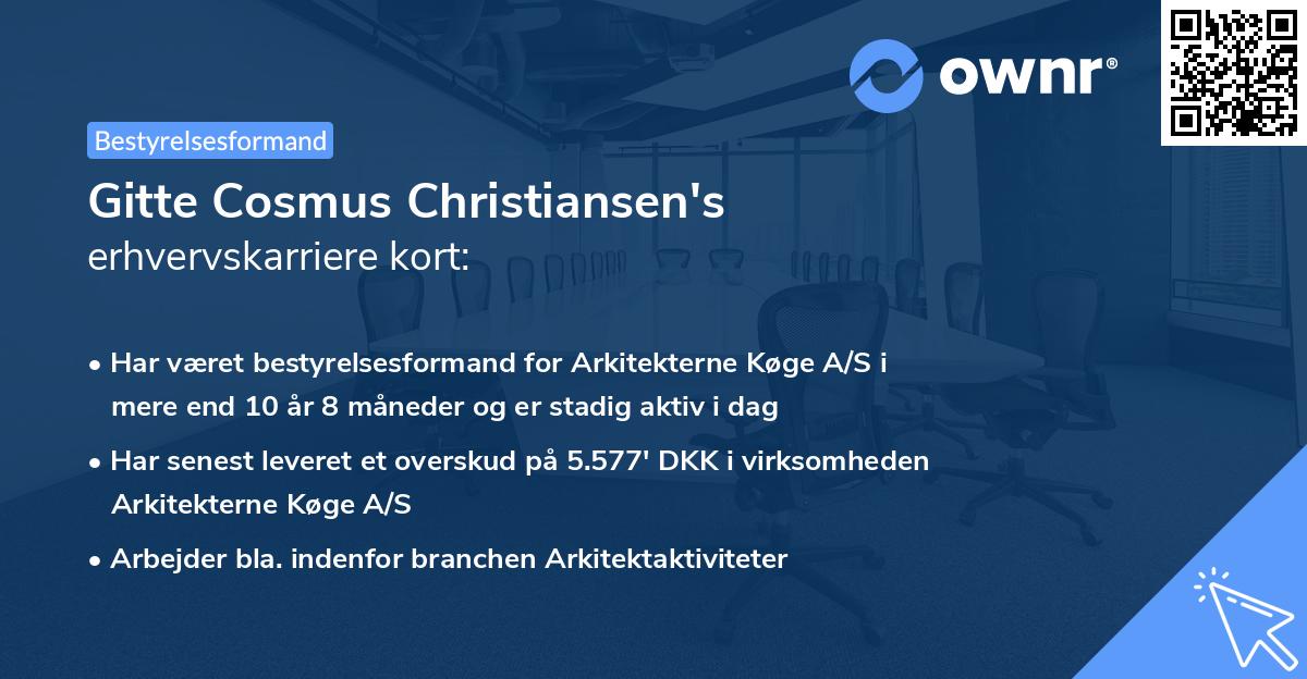 Gitte Cosmus Christiansen's erhvervskarriere kort
