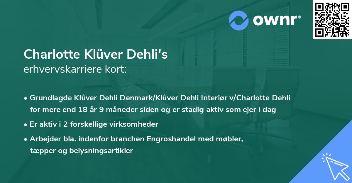 Charlotte Klüver Dehli's erhvervskarriere kort