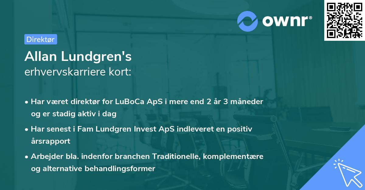 Allan Lundgren's erhvervskarriere kort