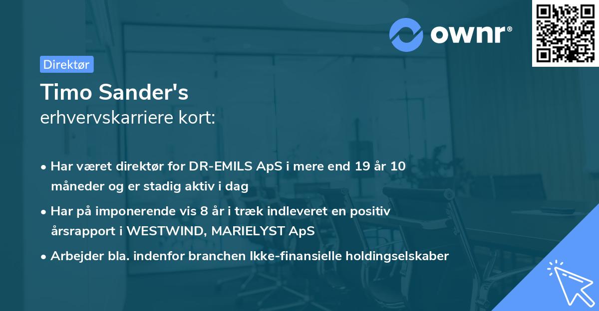 Timo Sander's erhvervskarriere kort