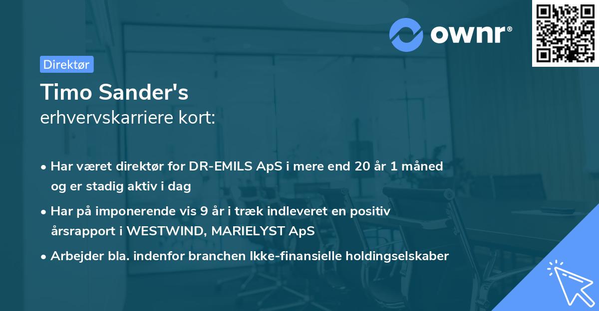 Timo Sander's erhvervskarriere kort