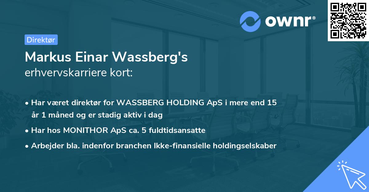 Markus Einar Wassberg's erhvervskarriere kort