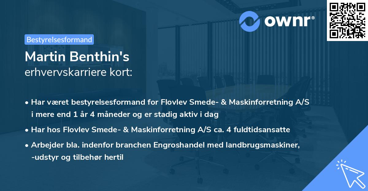 Martin Benthin's erhvervskarriere kort