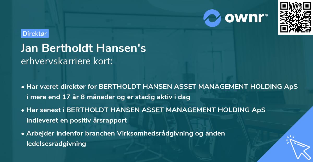Jan Bertholdt Hansen's erhvervskarriere kort