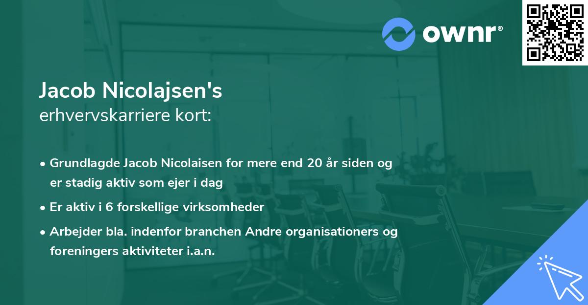 Jacob Nicolajsen's erhvervskarriere kort