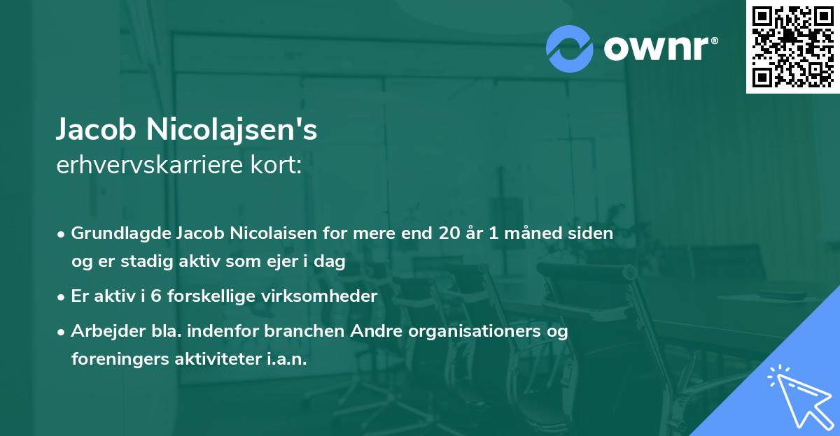 Jacob Nicolajsen's erhvervskarriere kort
