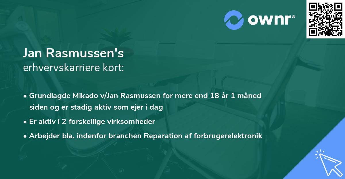 Jan Rasmussen's erhvervskarriere kort