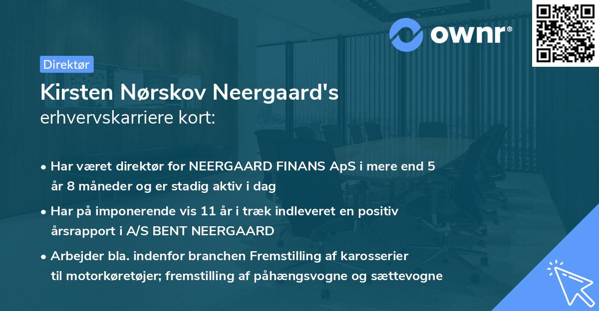 Kirsten Nørskov Neergaard's erhvervskarriere kort