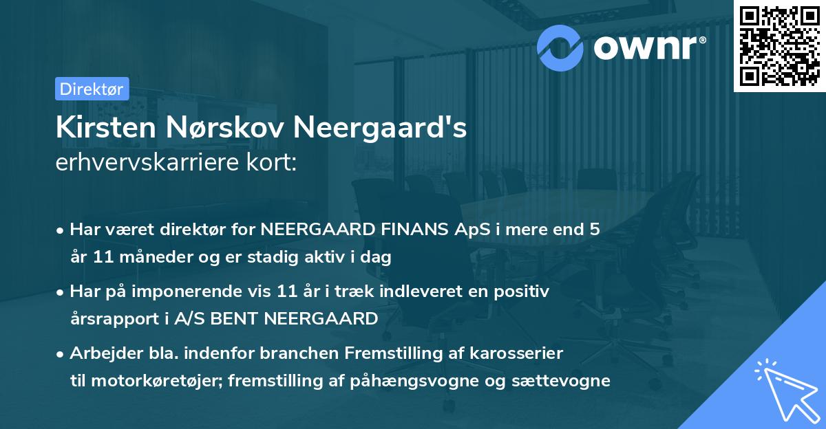 Kirsten Nørskov Neergaard's erhvervskarriere kort