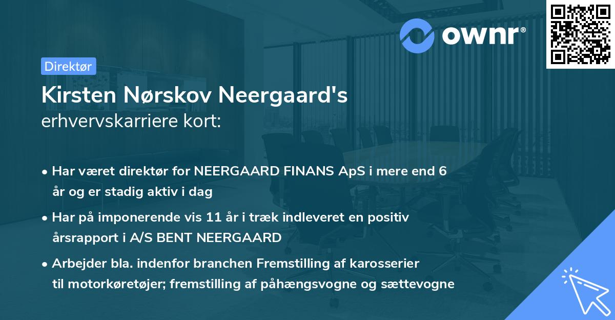 Kirsten Nørskov Neergaard's erhvervskarriere kort