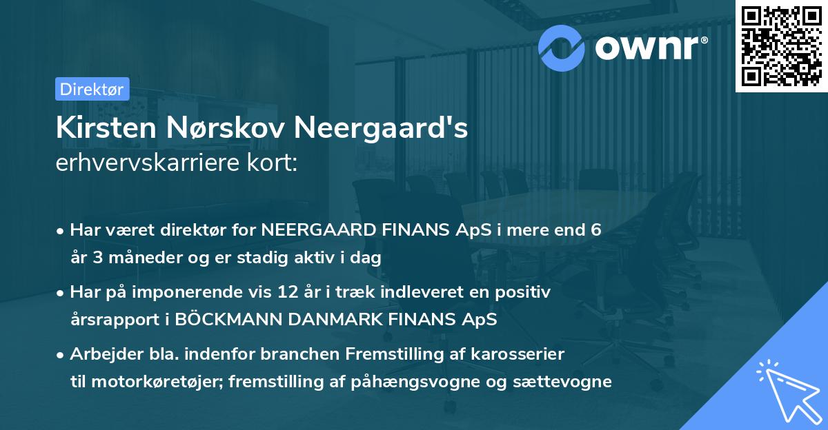 Kirsten Nørskov Neergaard's erhvervskarriere kort