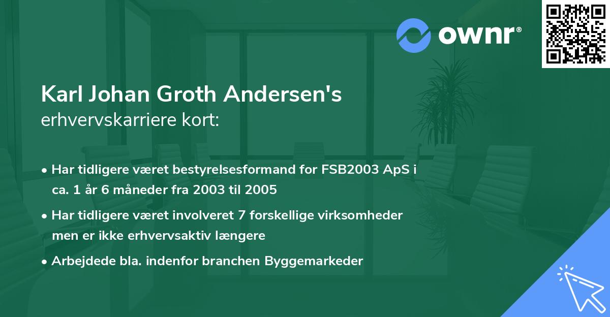 Karl Johan Groth Andersen's erhvervskarriere kort