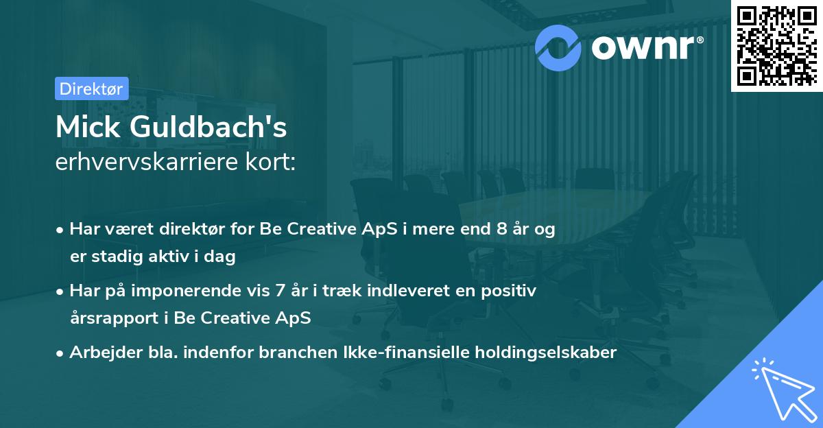 Mick Guldbach's erhvervskarriere kort