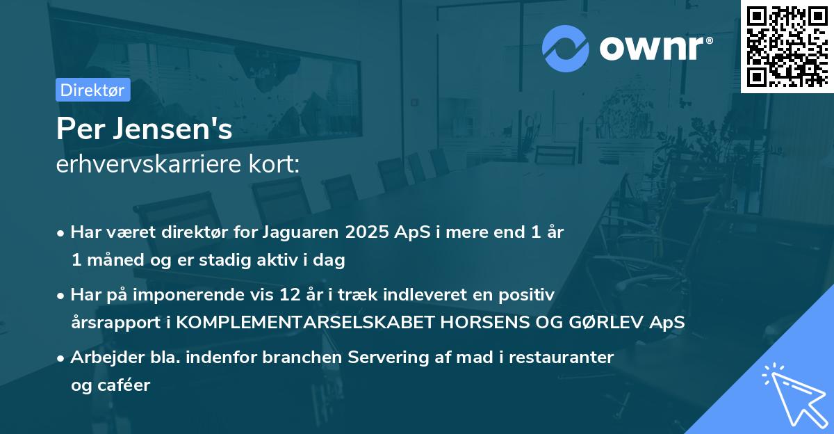 Per Jensen's erhvervskarriere kort