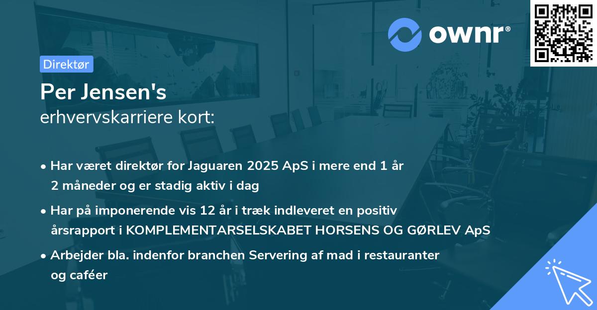 Per Jensen's erhvervskarriere kort