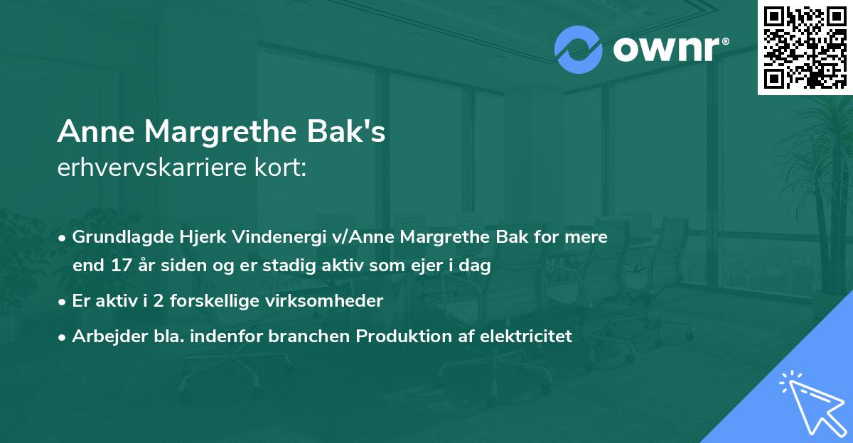 Anne Margrethe Bak's erhvervskarriere kort