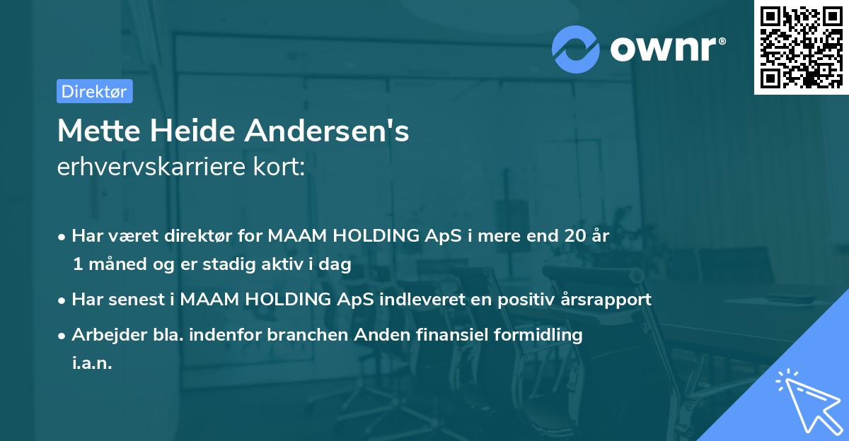 Mette Heide Andersen's erhvervskarriere kort