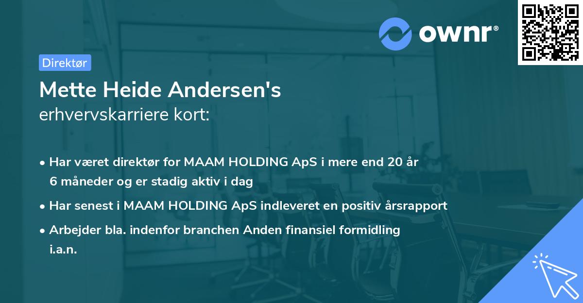 Mette Heide Andersen's erhvervskarriere kort