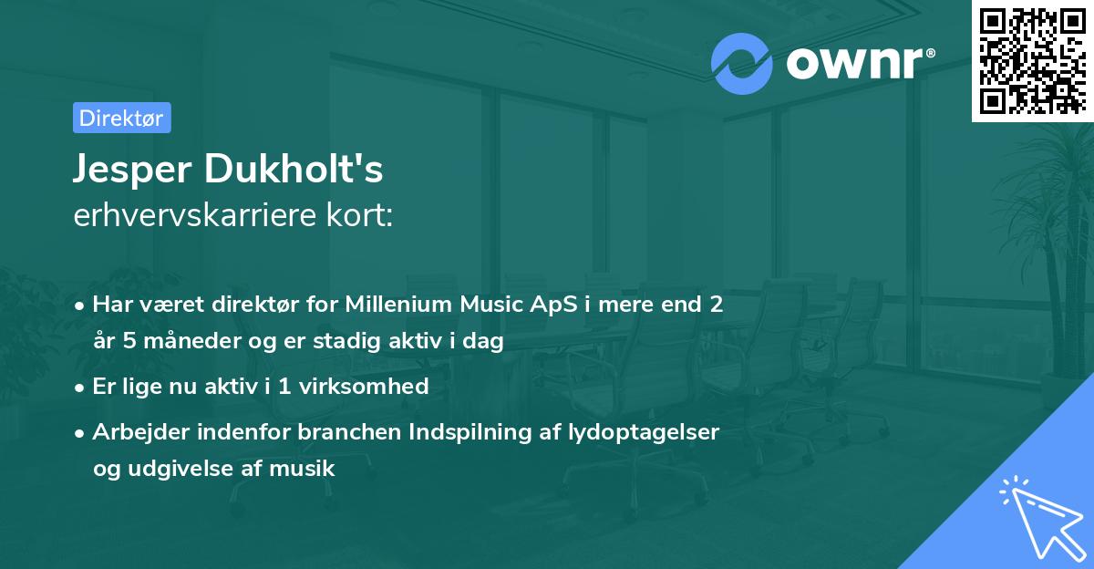 Jesper Dukholt's erhvervskarriere kort