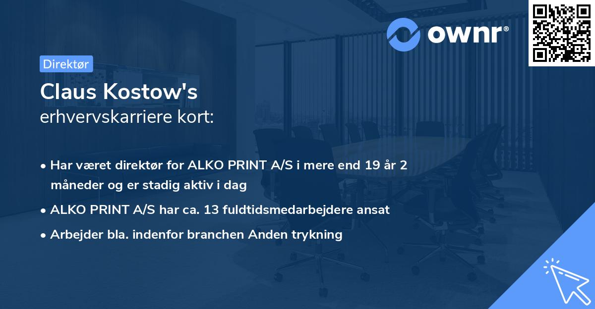 Claus Kostow's erhvervskarriere kort