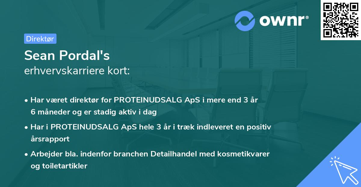 Sean Pordal's erhvervskarriere kort