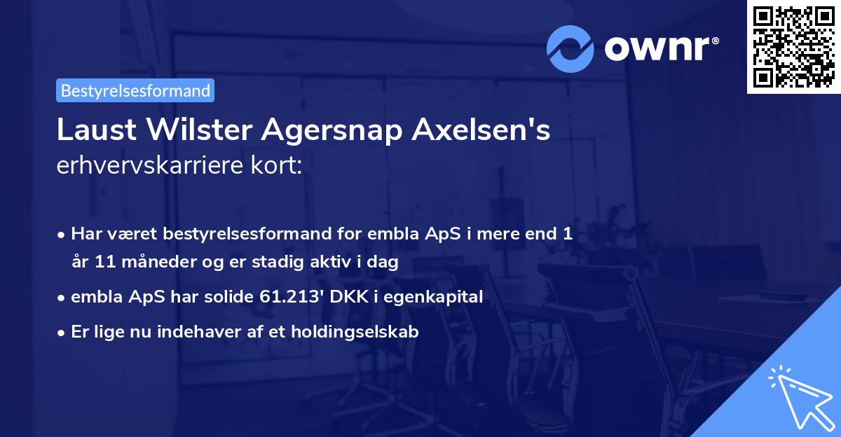 Laust Wilster Agersnap Axelsen's erhvervskarriere kort