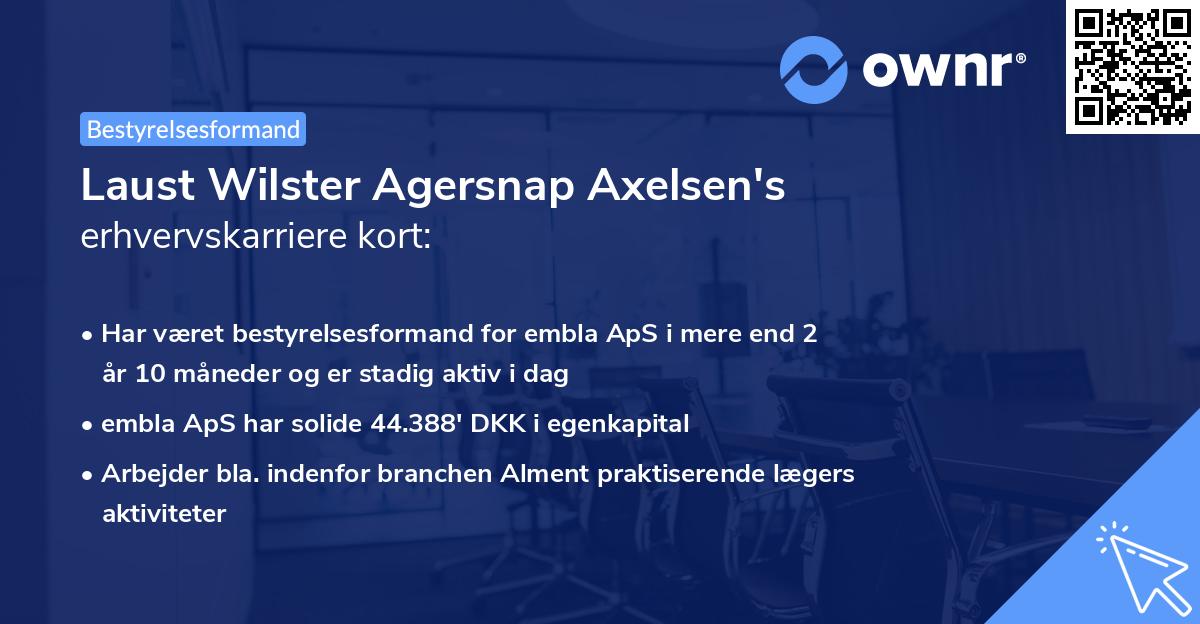 Laust Wilster Agersnap Axelsen's erhvervskarriere kort