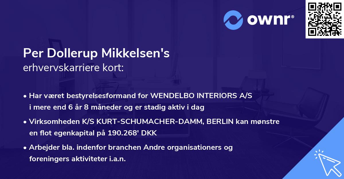 Per Dollerup Mikkelsen's erhvervskarriere kort
