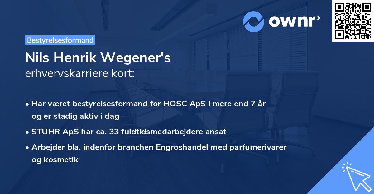 Nils Henrik Wegener's erhvervskarriere kort