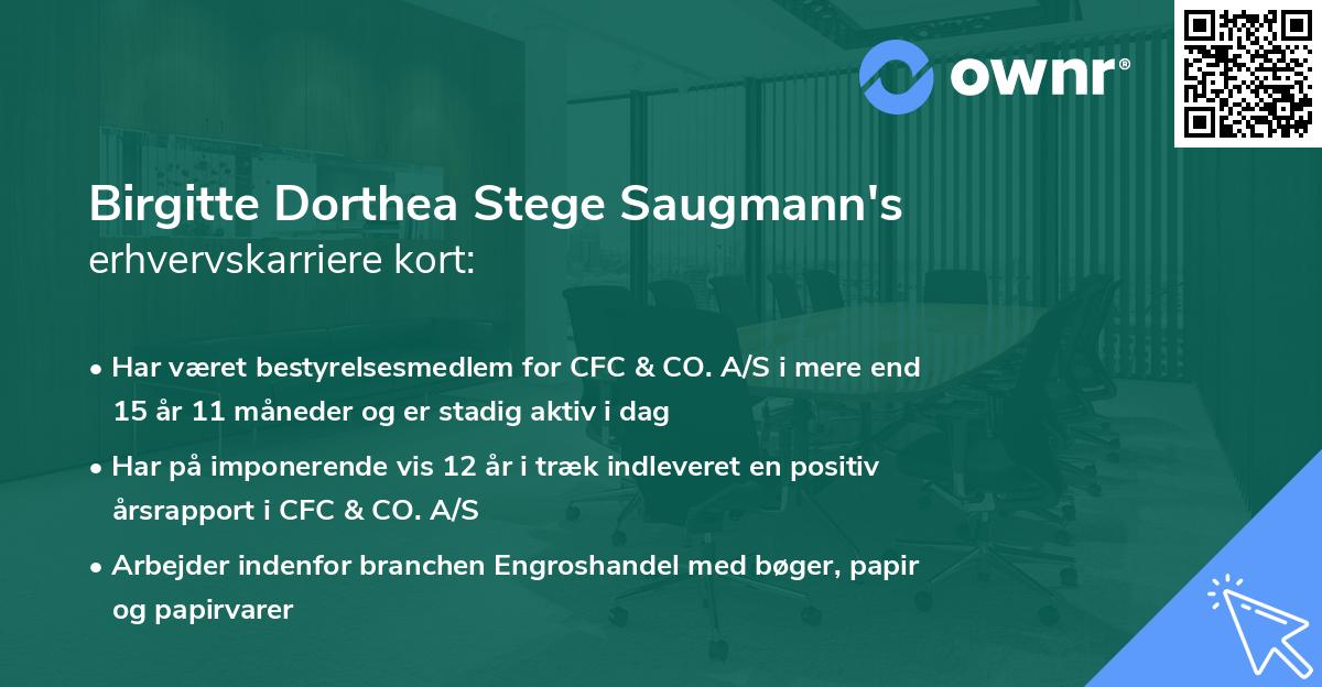Birgitte Dorthea Stege Saugmann's erhvervskarriere kort