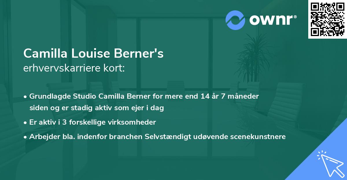 Camilla Louise Berner's erhvervskarriere kort