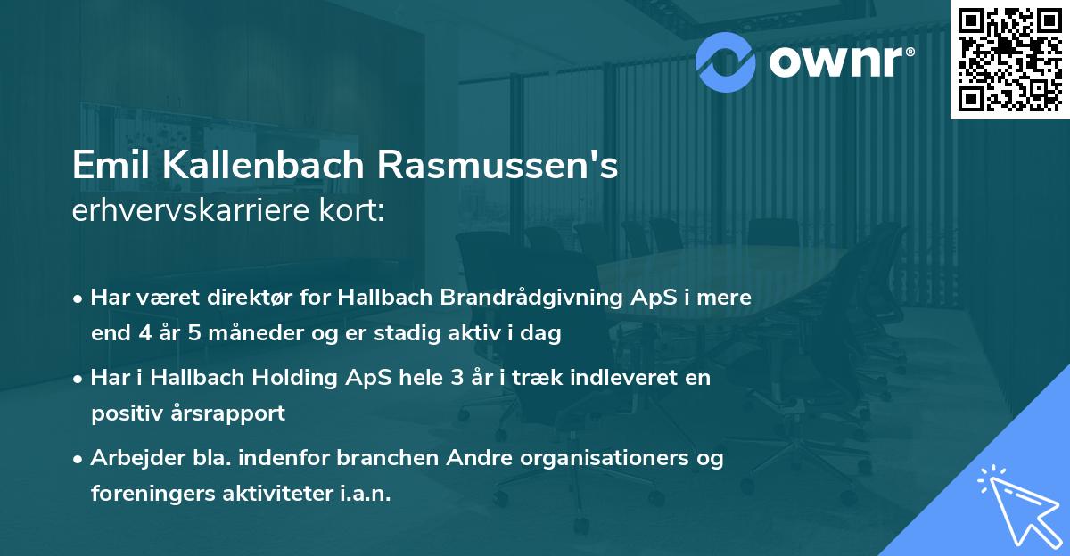 Emil Kallenbach Rasmussen's erhvervskarriere kort