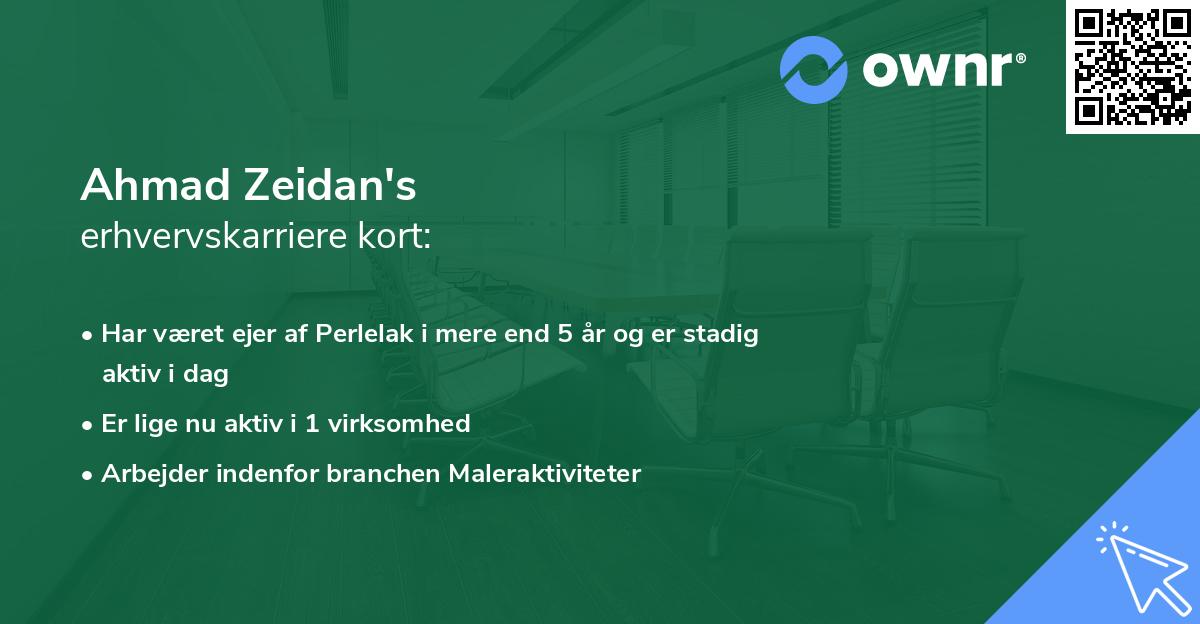 Ahmad Zeidan's erhvervskarriere kort