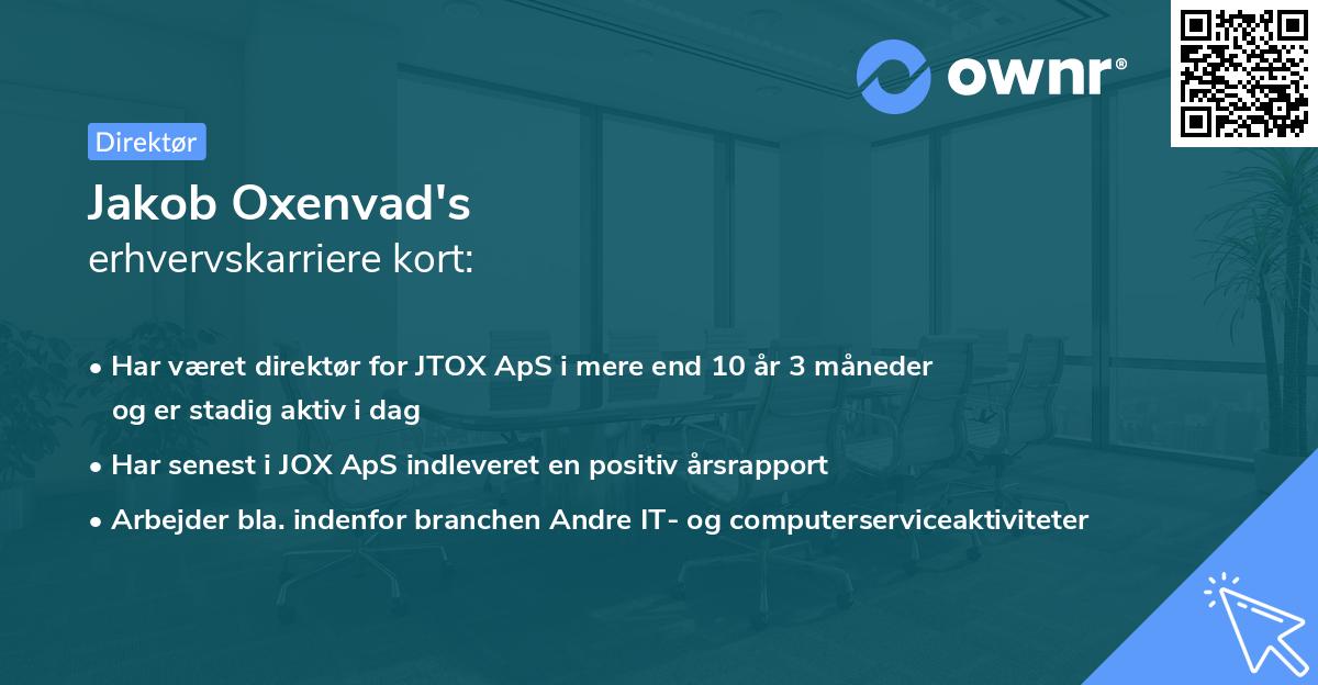 Jakob Oxenvad's erhvervskarriere kort