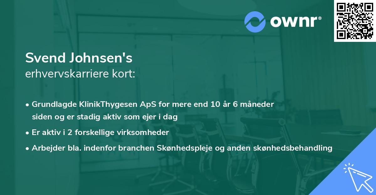 Svend Johnsen's erhvervskarriere kort