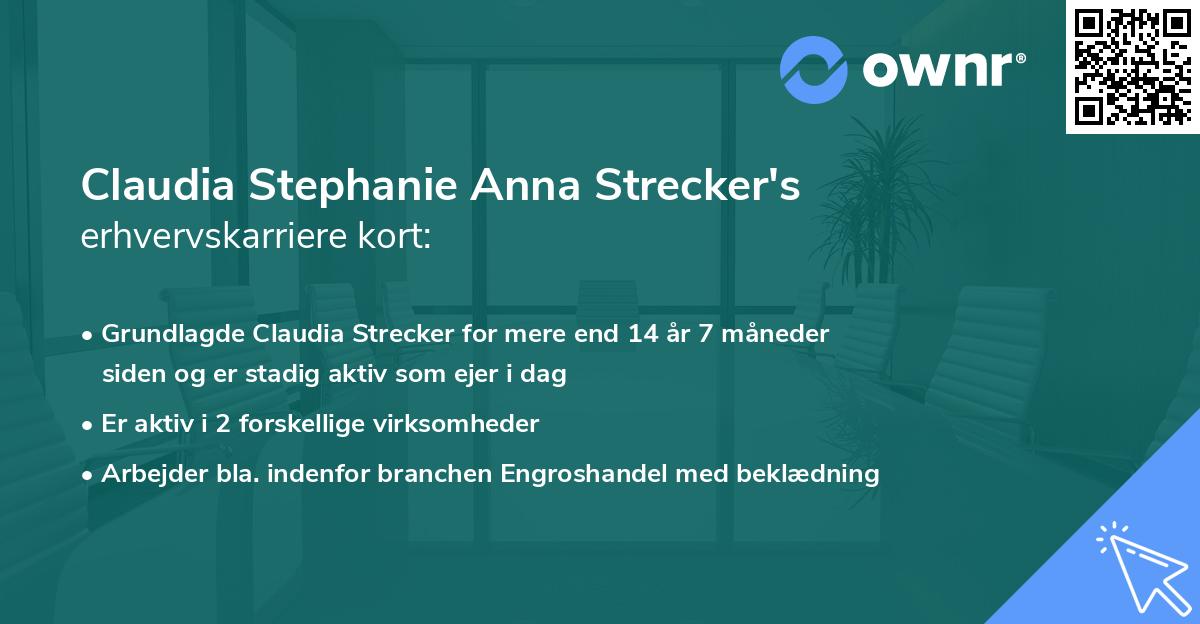 Claudia Stephanie Anna Strecker's erhvervskarriere kort