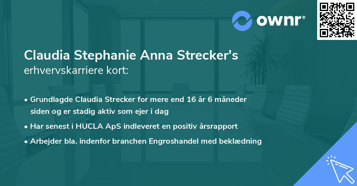 Claudia Stephanie Anna Strecker's erhvervskarriere kort