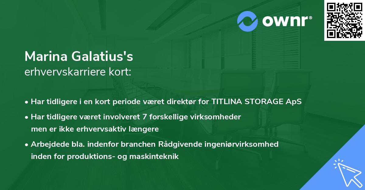 Marina Galatius's erhvervskarriere kort