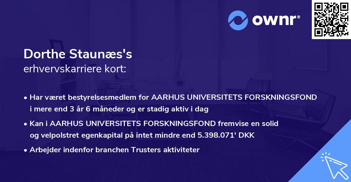 Dorthe Staunæs's erhvervskarriere kort