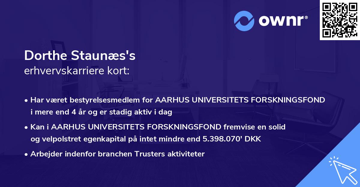 Dorthe Staunæs's erhvervskarriere kort