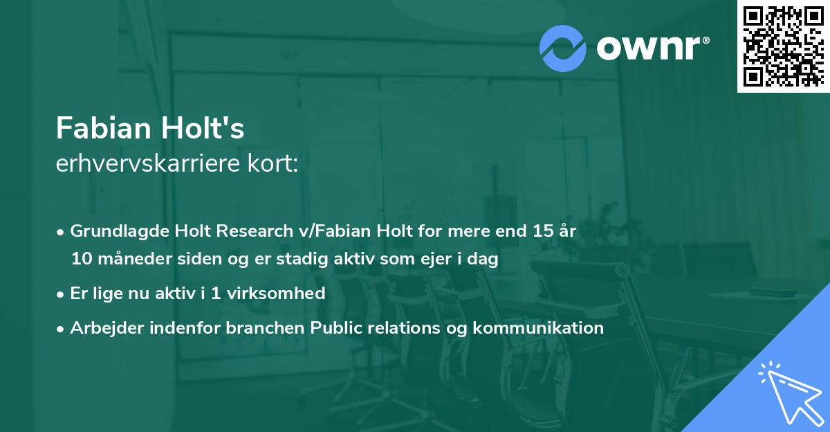 Fabian Holt's erhvervskarriere kort