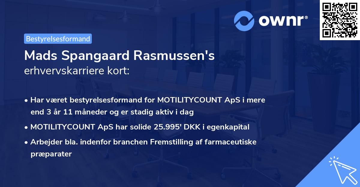 Mads Spangaard Rasmussen's erhvervskarriere kort