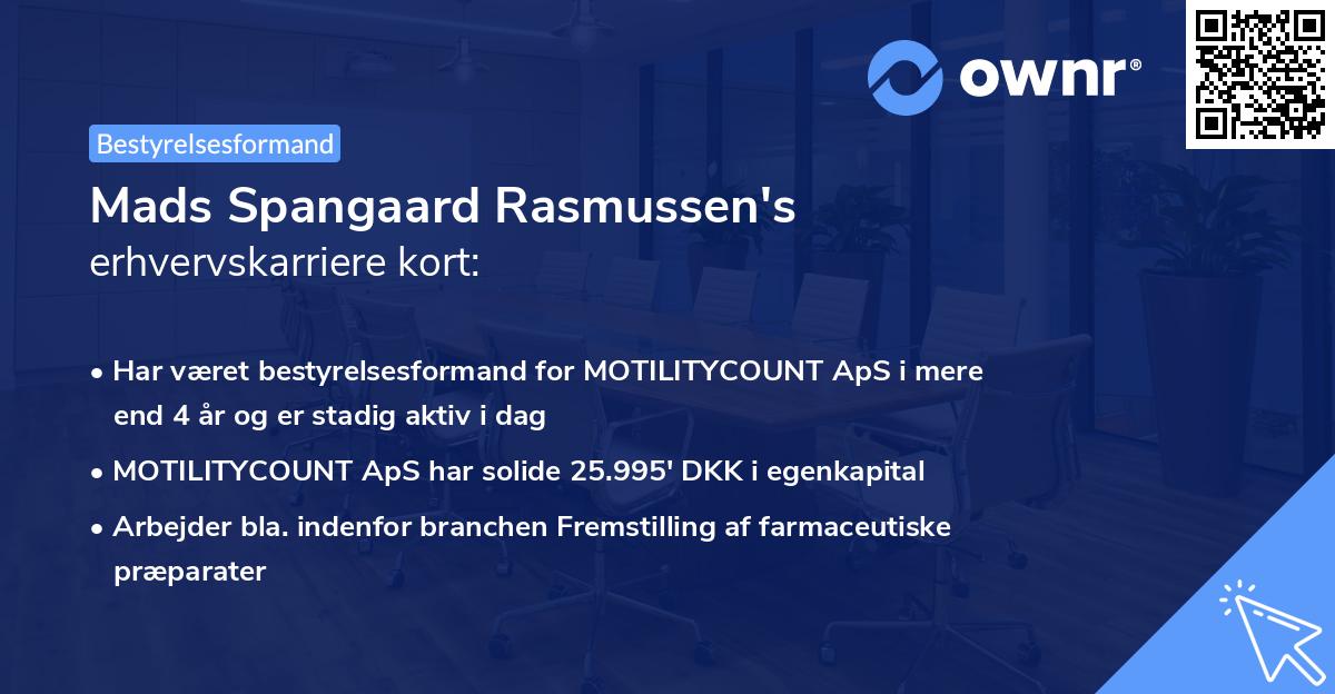 Mads Spangaard Rasmussen's erhvervskarriere kort