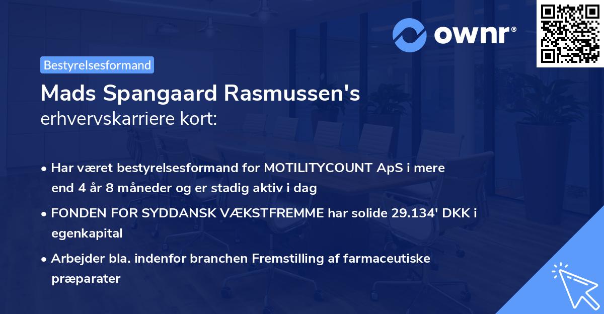 Mads Spangaard Rasmussen's erhvervskarriere kort